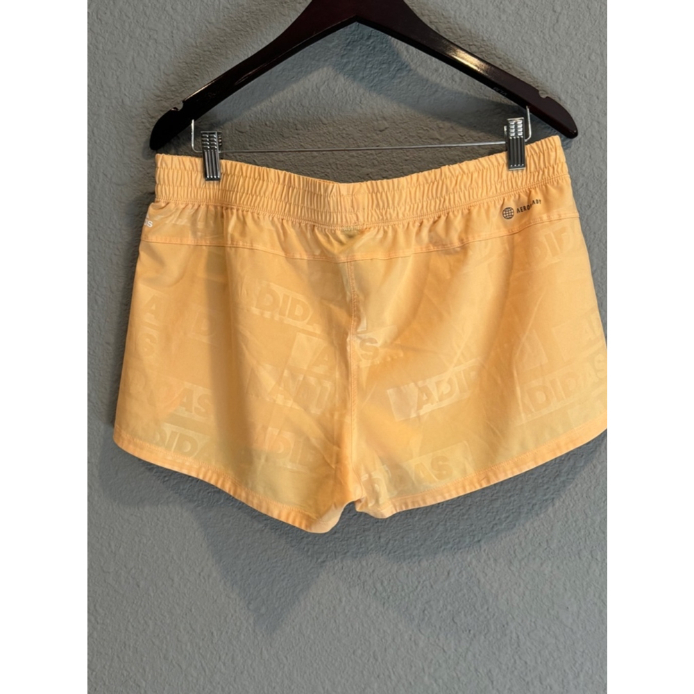 Adidas Pacer Woven Deboss Training Running Shorts Pulse Amber Sz L - Picture 2 of 7